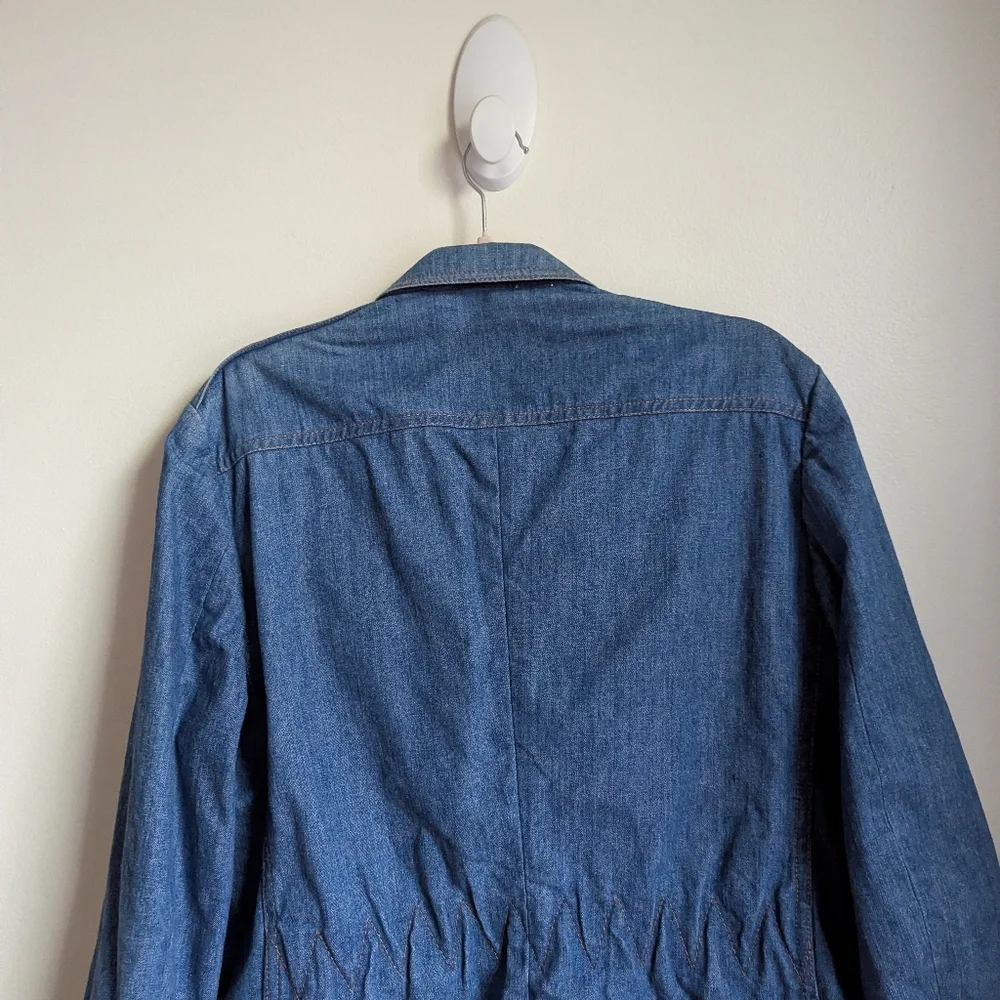 VINTAGE LEE Retro Light Wash Cotton Minimalist Simple Breasted Blazer Size Large - Picture 11 of 16